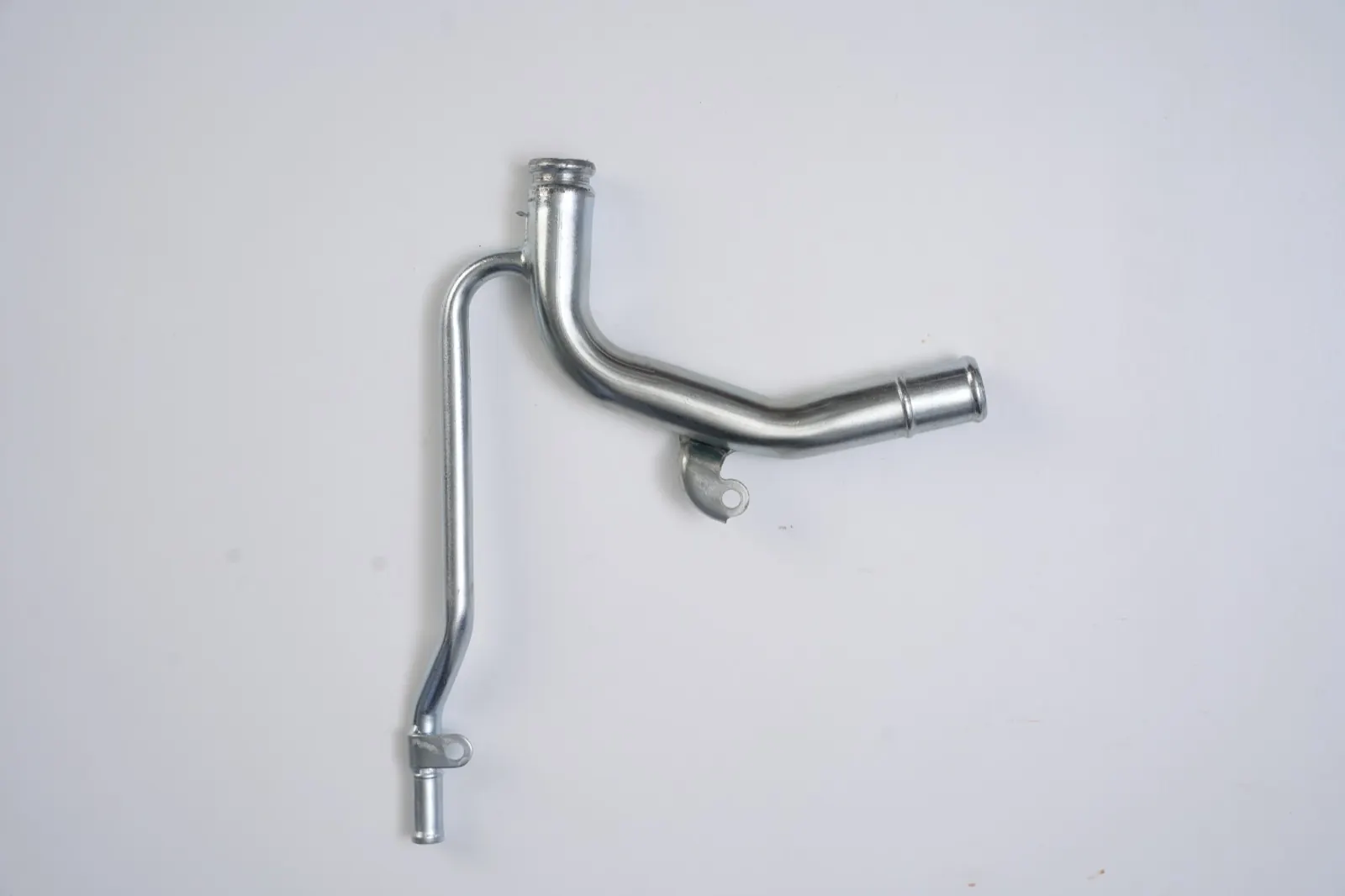Zinc-plated branched coolant pipe with formed ends and brackets